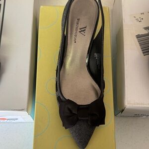Worthington Women's Black and Gray Slingback Heels